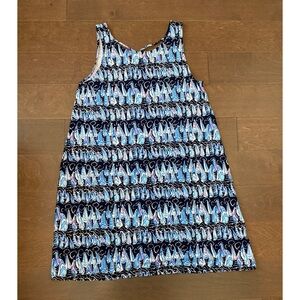 Lilly Pulitzer Kristen Swing Blue and White Sail and Stripes Print Dress Large